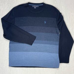 US Polo Association Blue Ombré Striped Sweater